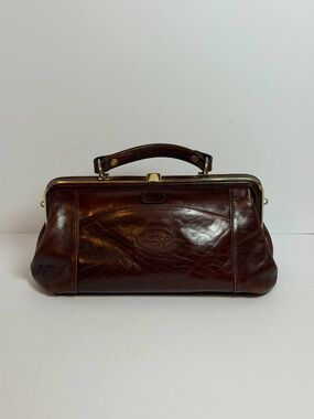 Vintage Oroton Brown Leather Doctor's Bag Style Handbag